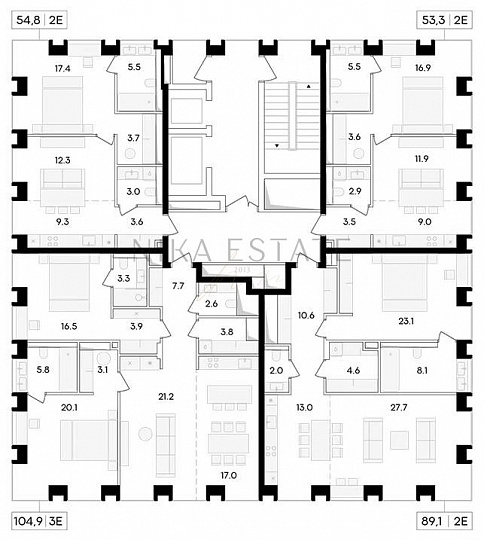 3-room apartment, 105 m² — Residential Complex «ONEST» — 28