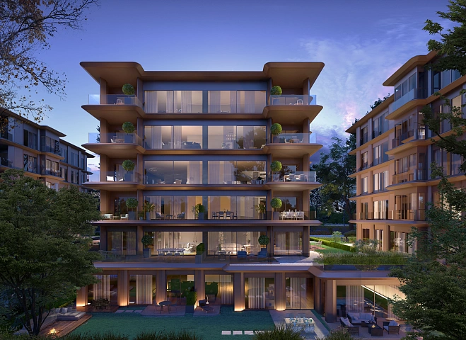 Modern project with low-rise architecture in a prestigious district